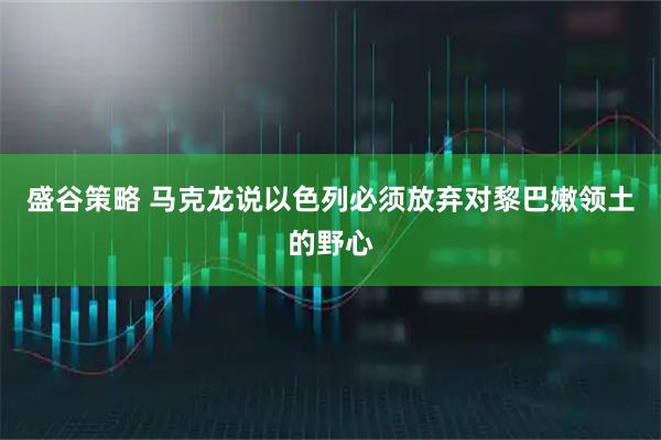 盛谷策略 马克龙说以色列必须放弃对黎巴嫩领土的野心